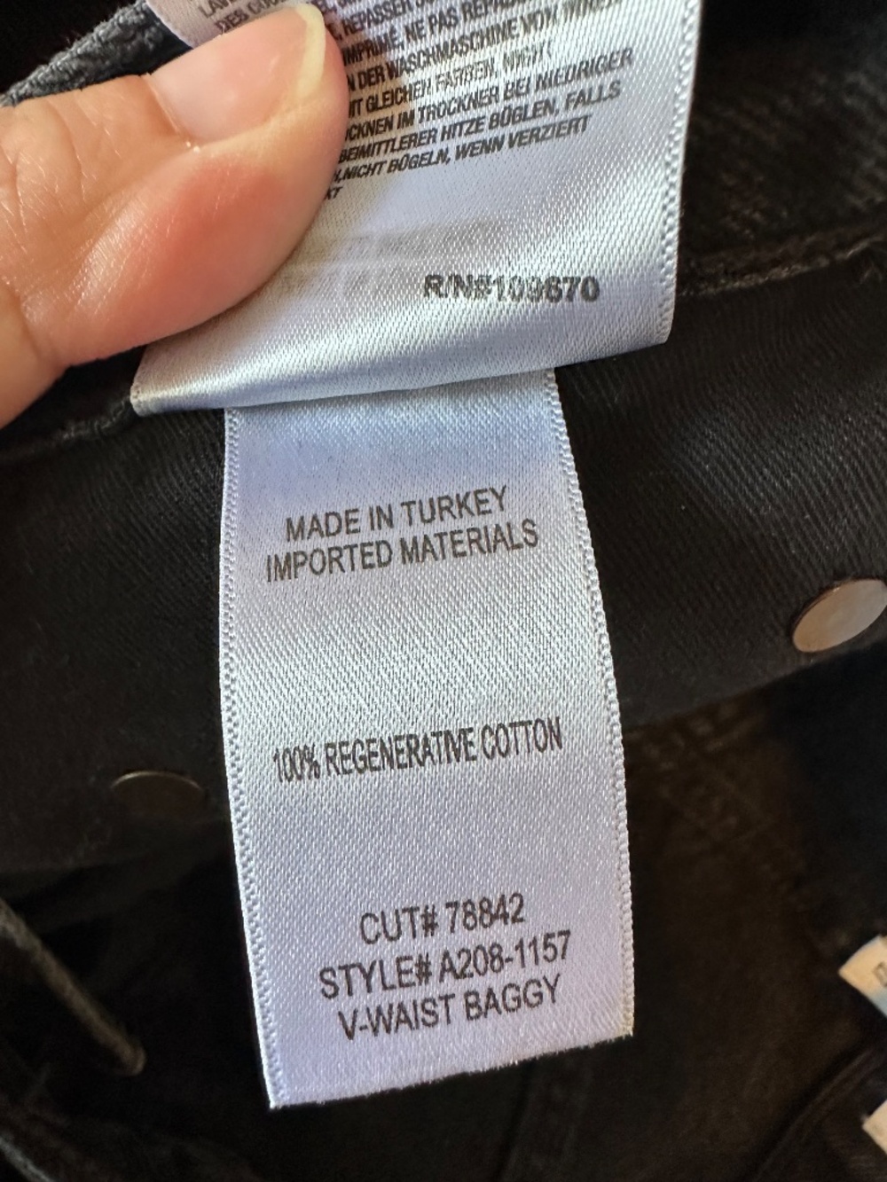 NWT Agolde V Waist Baggy Black Denim Jeans | Size 27 - Picture 15 of 15